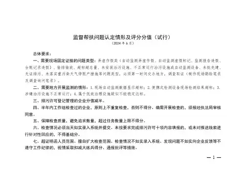 2024年监督帮扶问题认定情形及评分分值(试行)