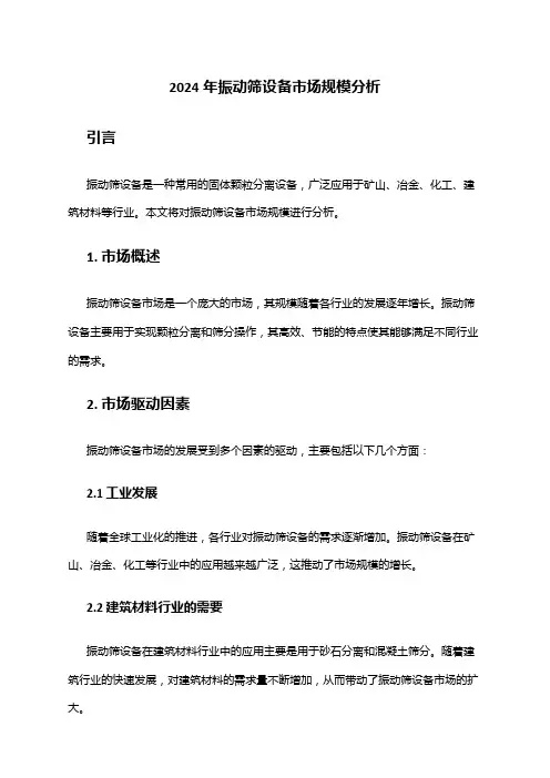 2024年振动筛设备市场规模分析