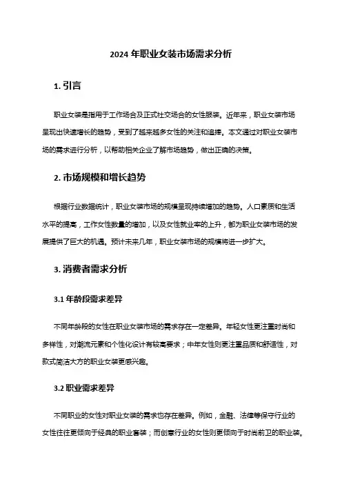 2024年职业女装市场需求分析