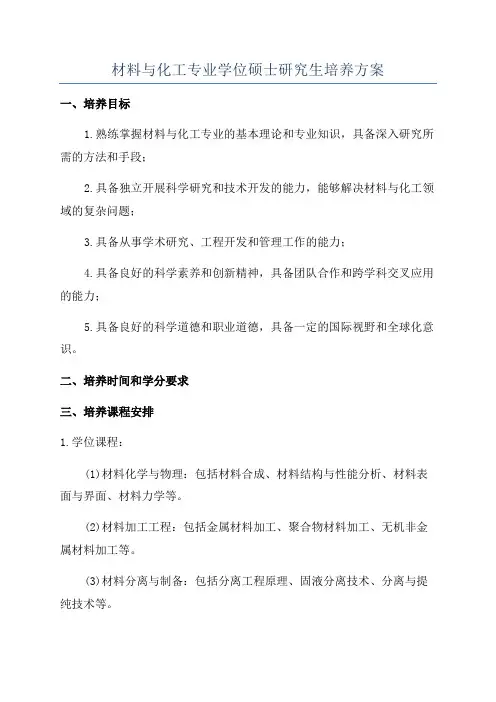 材料与化工专业学位硕士研究生培养方案