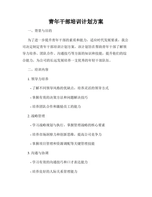 青年干部培训计划方案