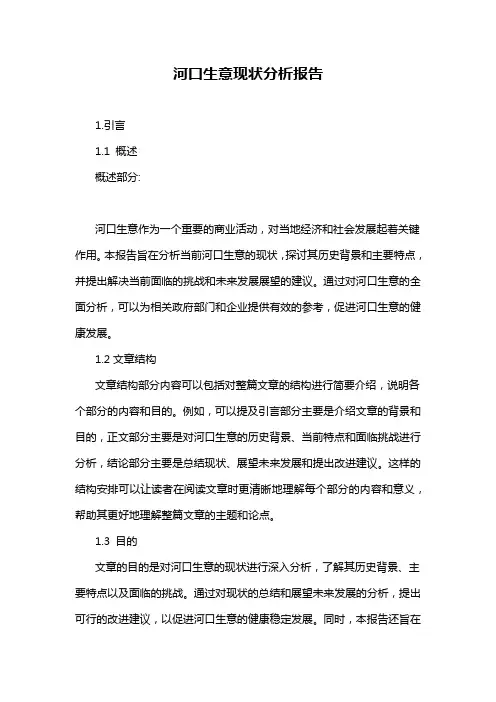 河口生意现状分析报告