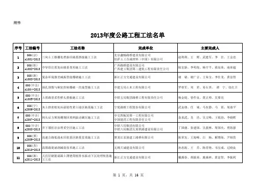 2013年度公路工程工法名单