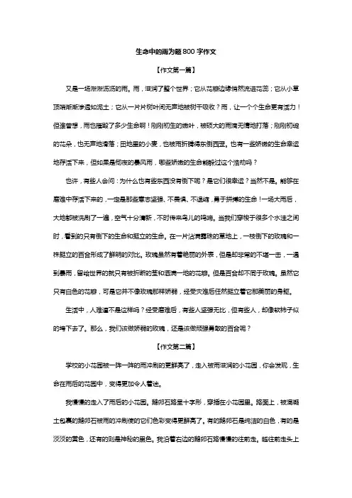 生命中的雨为题800字作文