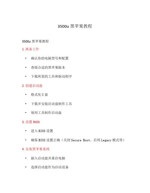 3500u黑苹果教程
