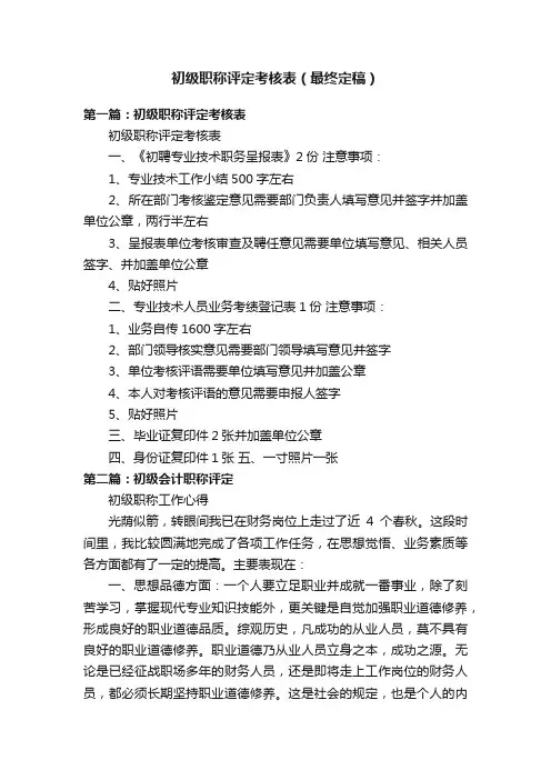 初级职称评定考核表（最终定稿）