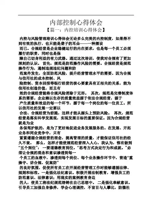 内部控制心得体会