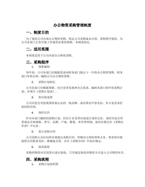 办公物资采购管理制度