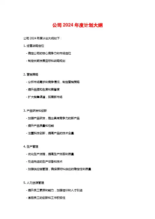 公司年度计划大纲