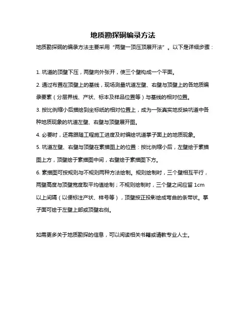 地质勘探硐编录方法