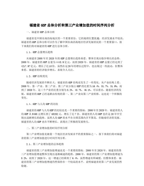 福建省GDP总体分析和第三产业增加值的时间序列分析