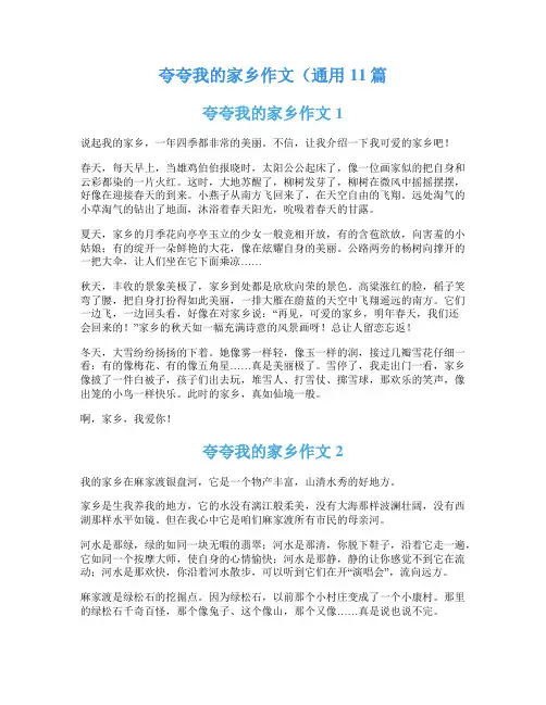 夸夸我的家乡作文(通用11篇