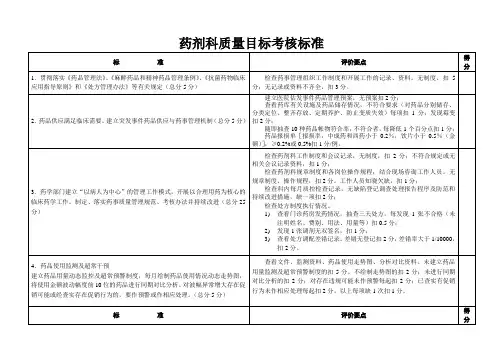 药剂科质量目标考核标准