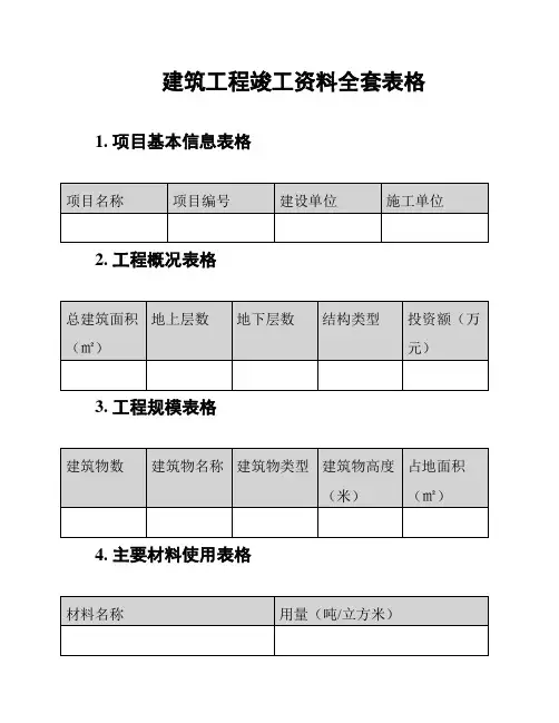 建筑工程竣工资料全套表格