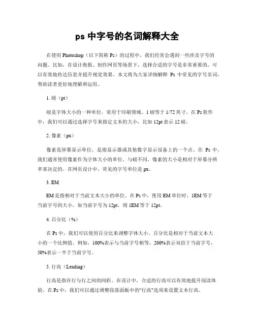 ps中字号的名词解释大全