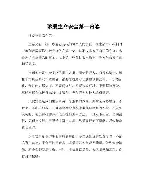 珍爱生命安全第一内容