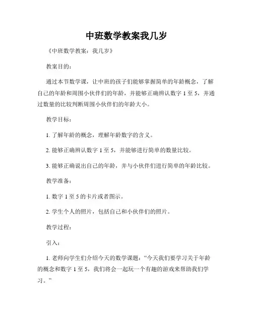 中班数学教案我几岁