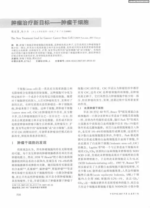肿瘤治疗新目标——肿瘤干细胞