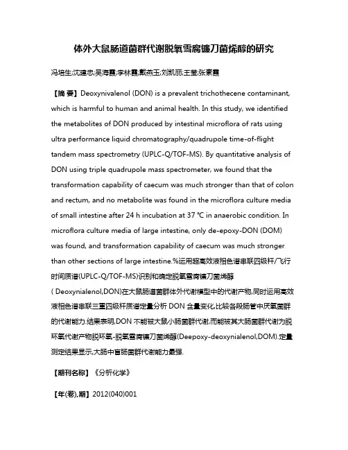 体外大鼠肠道菌群代谢脱氧雪腐镰刀菌烯醇的研究