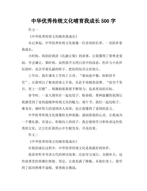 中华优秀传统文化哺育我成长500字