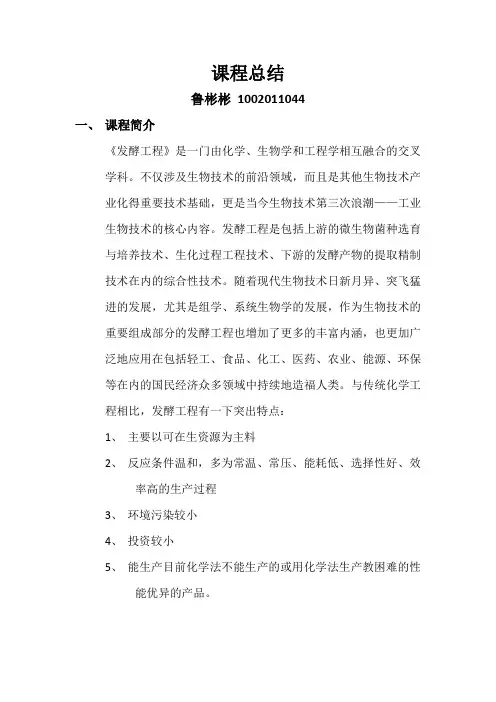 发酵课程总结