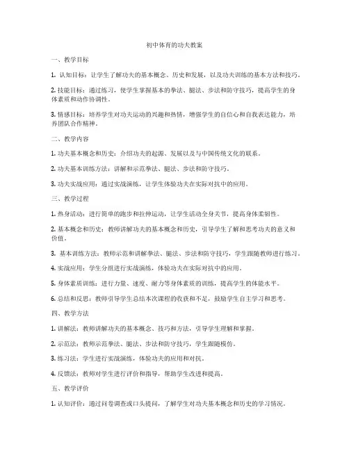 初中体育的功夫教案