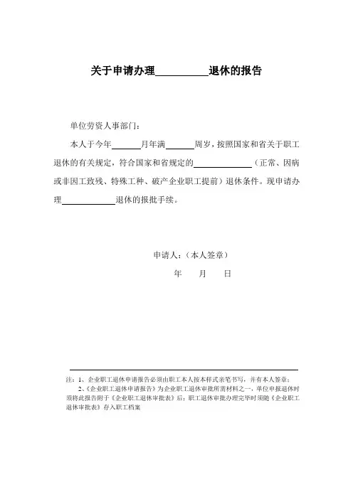 退休报告_精品文档