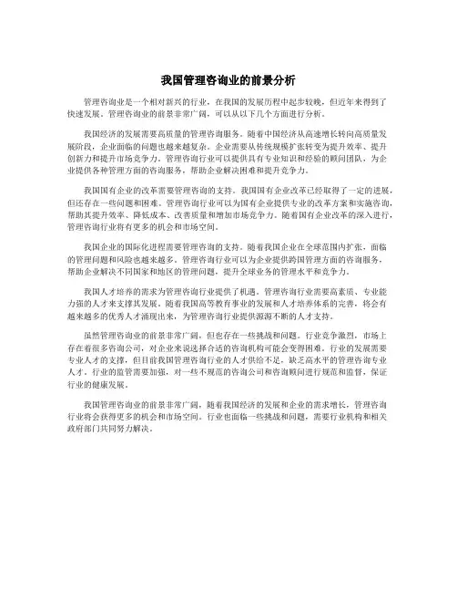 我国管理咨询业的前景分析