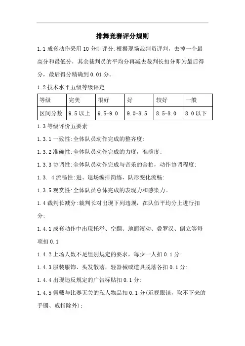 排舞竞赛评分办法关于林场普通裁判