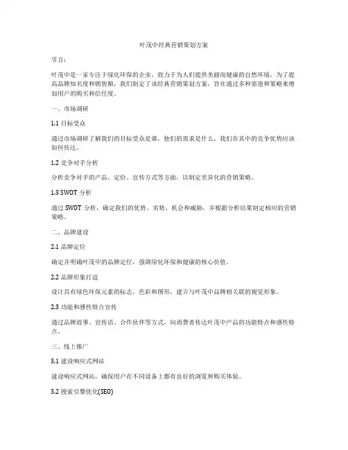 叶茂中经典营销策划方案