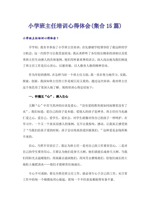 小学班主任培训心得体会(集合15篇)