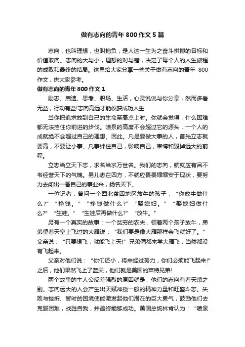 做有志向的青年800作文5篇