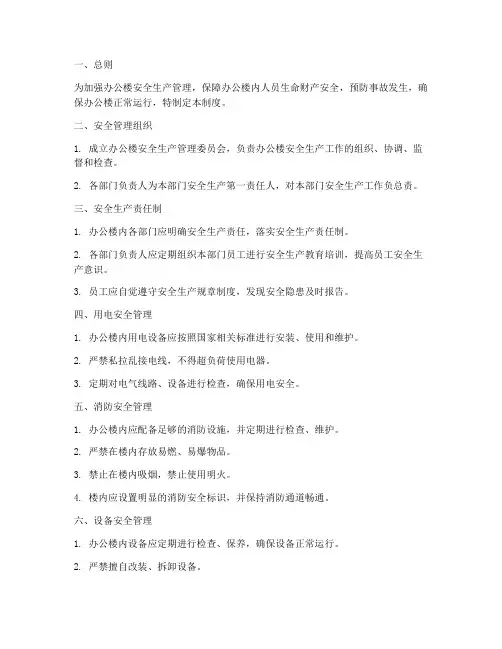 办公楼安全生产管理制度范本