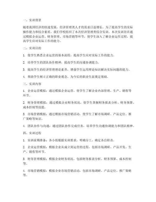 经济管理类综合实训报告