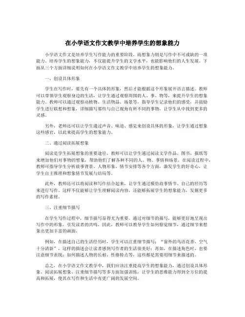 在小学语文作文教学中培养学生的想象能力