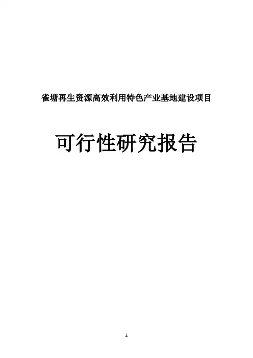 雀塘再生资源利用基地建设可行性报告正文