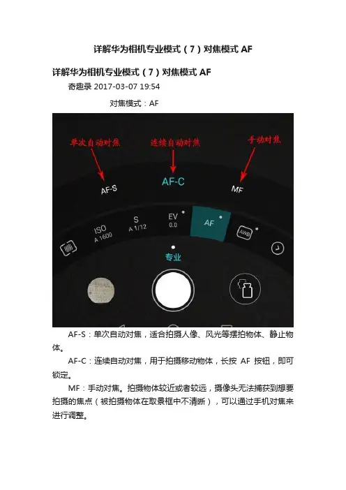 详解华为相机专业模式（7）对焦模式AF