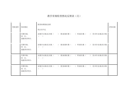 教学常规检查情况反馈表(月)
