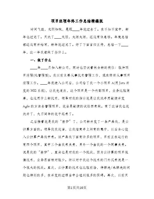 项目经理年终工作总结精编版(五篇)