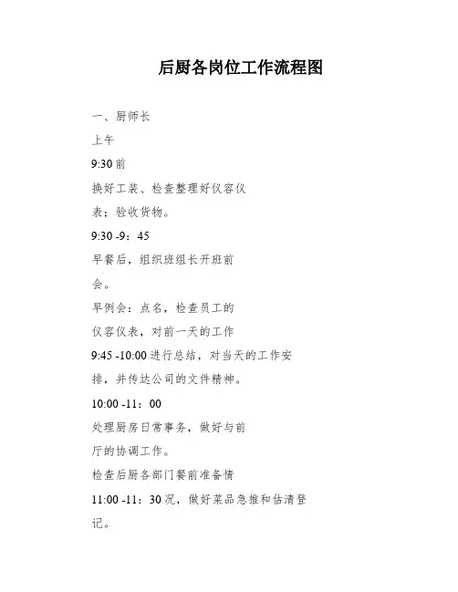 后厨各岗位工作流程图