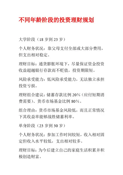不同年龄阶段的投资理财规划