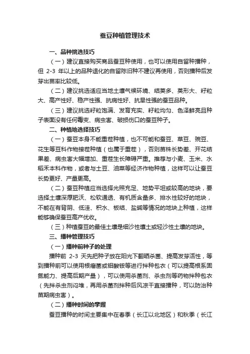 蚕豆种植管理技术