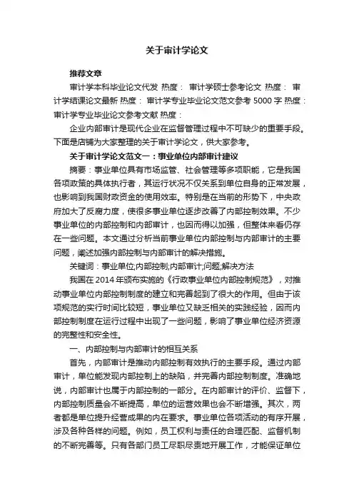 关于审计学论文