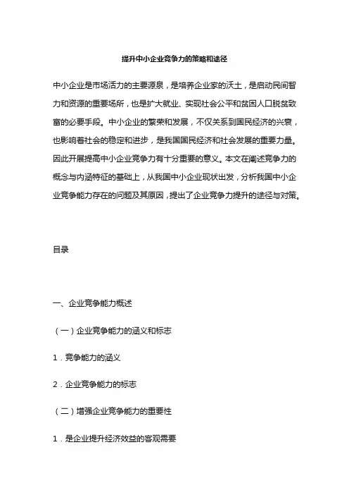 提升中小企业竞争力的策略和途径