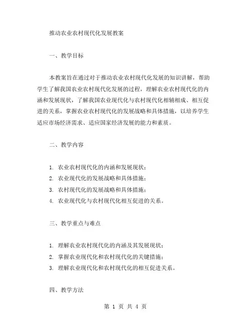 推动农业农村现代化发展教案