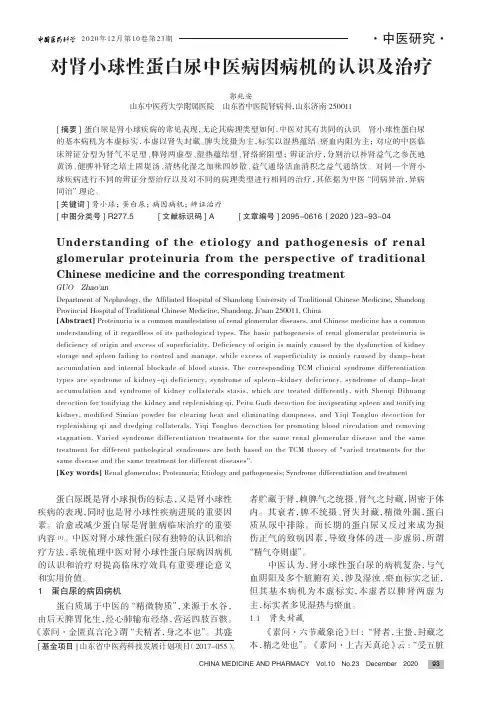 对肾小球性蛋白尿中医病因病机的认识及治疗