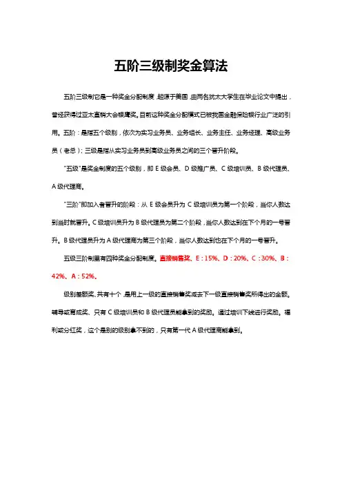 五阶三级制奖金算法