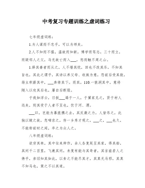 中考复习专题训练之虚词练习