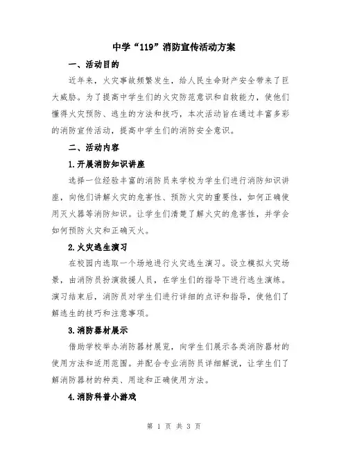 中学“119”消防宣传活动方案