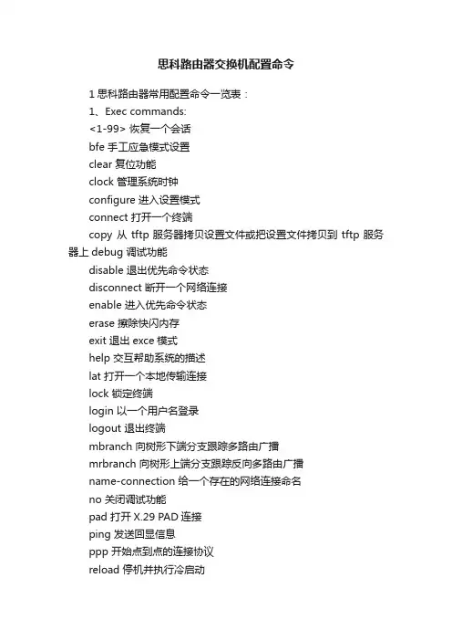 思科路由器交换机配置命令